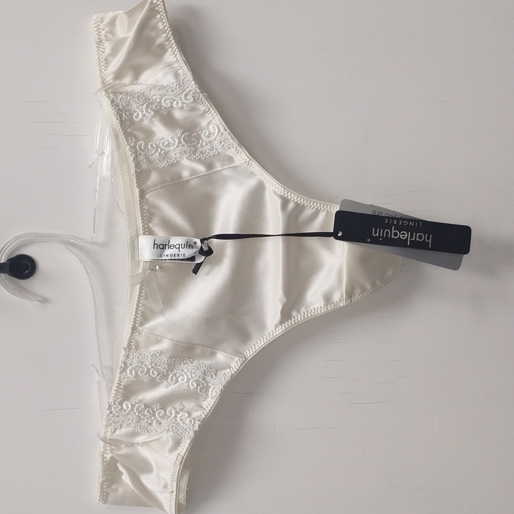 NEW Harlequin by Panache Hestia Emboidered Silk Thong Panty 4549 Ivory Bridal